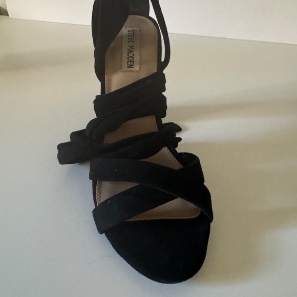 Steve Madden Christey Black Suede Ankle Tie Sandals US10 - Picture 4 of 10